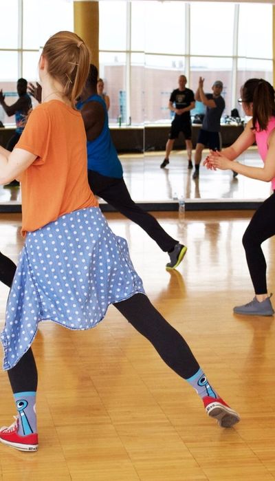 young girl moving and dancing in dance studio